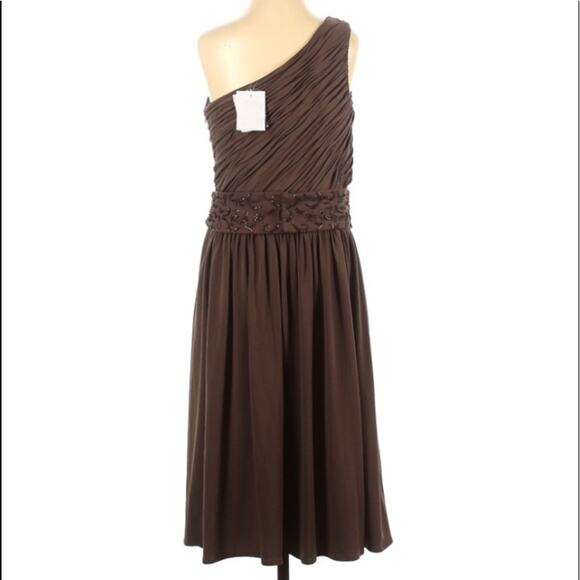 Talbots Brown One Shoulder Cocktail dress - Picture 2 of 9